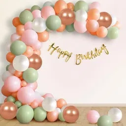 Solid Birthday Decoration Combo - 68 Pcs Pastel Balloons for Girls | Multicolor Balloon-image-70