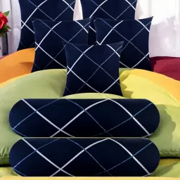 5 Cushion 2 Bolster Microfibre Stripes Bolster Pack of 7-2
