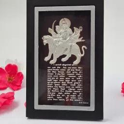 999 Silver Maa Durga Frame with Mantr Decorative Showpiece-15 cm-image-48