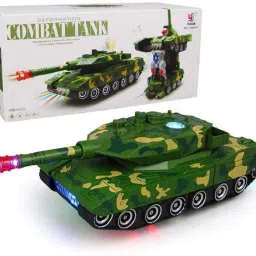 kidzfun Army Combat Tank Transforming Robot Toy for Kids / LED Light / Music / Bump Function image 4