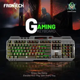 Frontech Wired Keyboard | RGB Backlight Effect | 104 Keys With 1.5M Braided Cable KB-0049 Wired USB Standard Gaming Keyboard Compatible with Desktop, Laptop, Mac image 2