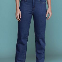 drewin Women Boyfriend High Rise Dark Blue Jeans-picture-5