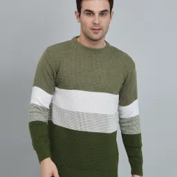 Men Striped Round Neck Multicolor Sweater-image-10