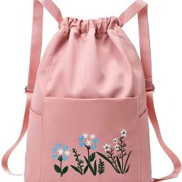 25 L Gym Duffel Bag - Travel Duffel Bag, Drawstring Backpack for Outdoor College bag for girl - Pink-image-2