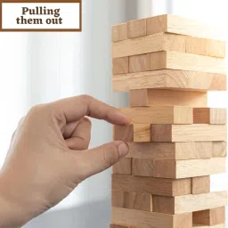 heku 51 PCS WOODEN BLOCK MASTER BUILDING BLOCKS PUZZLE STACKING TOWER BALANCING TOYS Party & Fun Board Game image 4