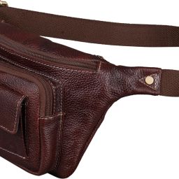 BRAND LEATHER 100% Genuine Leather Stylish Waist Bag Elegant Style Travel Pouch Passport Holder with Adjustable Strap Waist Bag-image-0