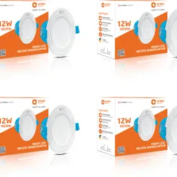 MoonLite 12W Round Recess Down Lighter, Cool White (6500K) - Pack of 4 Downlighter Ceiling Lamp-12