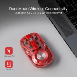 Portronics Toad 8 Transparent Wireless Mouse, Bluetooth + 2.4GHz, Rechargeable, Silent, Wireless Ambidextrous Optical Mouse with Bluetooth image 2