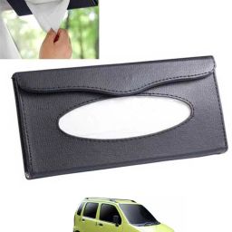 Black Leatherite Rectangle Shape Fancy Design Tissue Dispencer For Car-228 Vehicle Tissue Dispenser-0