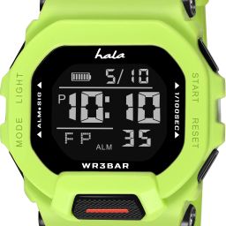house of common Multi Function Working Premium Quality LED Luminous Light For Mens & Boys Digital Watch - For Men HL1035-Lime Green Shockproof SiliconeStrap Hybrid Square Dial Sports Chronograph image 3
