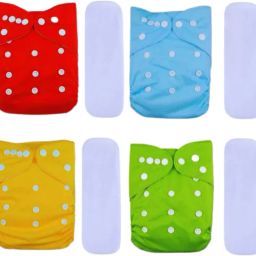 Newborn Baby Nappy Reusable Washable Pack of 4 Cloth Diapers + 4 Insert Pads-image-86