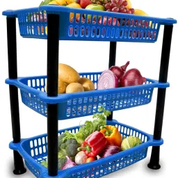 Fruits/Vegetables Kitchen Rack Plastic 3 Shelf Multipurpose Plastic Basket Plastic Fruit & Vegetable Basket-17