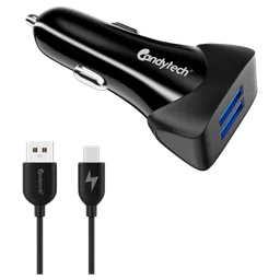 Candytech 3 Ampere 2 USB Ports Car Charging Adapter (Fast Charging Capability, CC-15, Black)-13