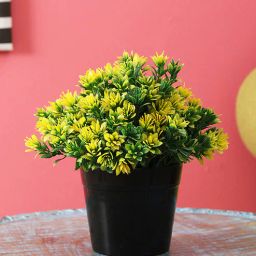 foliyaj Plastic Yellow Leaves With Cluster Shaped Pot Artificial Plants-picture-31