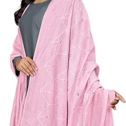 Poly Chanderi Embroidered Pink Women Dupatta-image-30