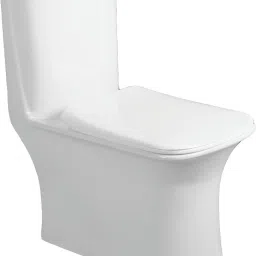 Crenza Platinum Western Toilet/Water Closet/Commode With Soft Close Toilet Seat Ceramic One Piece Western Commode / Toilet / Water Closet / EWC Crenza S Trap 230mm / 9 Inch with Syphonic Rimless Tornado Flushing Western Commode-27