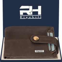 Men Casual Brown Genuine Leather RFID Wallet-image-19