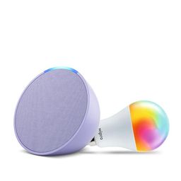 Amazon Echo Pop (Purple) Smart Home Combo with Wipro Simple Setup 9W LED Smart Bulb image 2