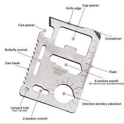 VENEKETY Multi-Purpose 11 in 1 Credit Card Size Wallet Ninja Pocket Tool Small Silver image 2