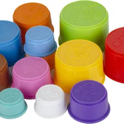 toy fun Build Up Beakers Stacking and Nesting Toy for Kids, Multicolour - 12 Pieces image 4