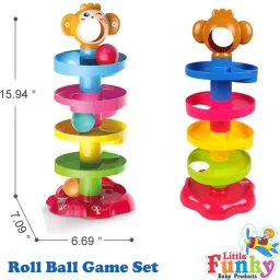 little funky 5 layer ball drop and roll swirling tower for toddler development educational image 2