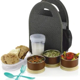 LUNCHBOX WITH 3 STEEL CONTAINER, 1 CASSEROLE, SPOON SET AND ZIPPER BAG 3 Containers Lunch Box-picture-25