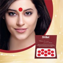 shilpa Vive Sticker Kumkum Bindi (2, Red) (Box Contains 15 Packs) Forehead Red Bindis image 2