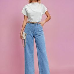 kotty Women Flared High Rise Blue Jeans-picture-14