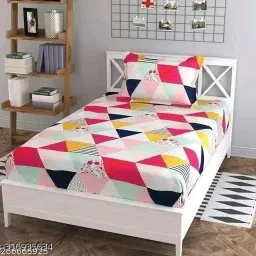 160 TC Polycotton, Microfiber, Cotton Blend Single 3D Printed Flat Bedsheet-9
