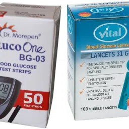 Dr. Morepen BG-03 50 Test Strips With Vital Round Glucometer Lancets-17