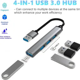 TECHGEAR USB 3.0 4 Port Multi USB Hub, Slim High Speed Extension Splitter USB Adapter image 2