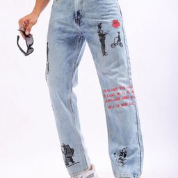 the indian garage co. Men Straight Fit Mid Rise Blue Jeans-picture-0