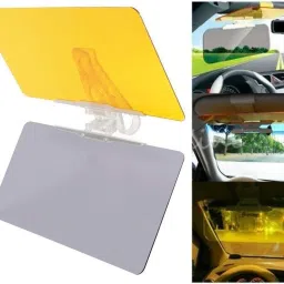 HD Visor for Sun Shade for car 2 in 1 Day and Night Shade Protector Yellow Car Sunglass Clip Holder-image-7