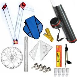 Engineering Kit (Set Squares, Protractor, Drawing Clips Etc.) Drafting Compass Set-image-40