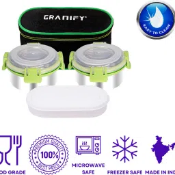 granify container airtight box And One Chapati Box 3 Containers Lunch Box image 4