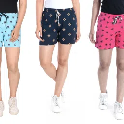 Pack of 3 Printed Women Multicolor Night Shorts, Regular Shorts, Cycling Shorts, Beach Shorts, Hotpants, Basic Shorts-picture-12
