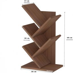 bvm Caliper Engineered Wood 5-Tier Floor Standing Tree Bookcase Solid Wood Open Book Shelf image 4