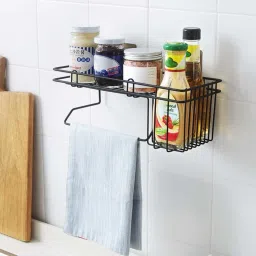Metal Bath Rack with Towel Holder Self Adhesive Storage Organizer Rack Pack of 1 Black Bathtub Caddy-28