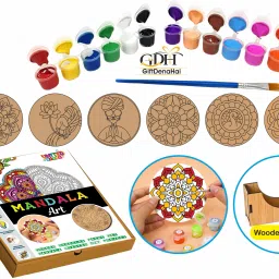Wooden Mandala Art Kit for Kids 6-12 (4 Inch)DIY Craft Kit With 12 Color (M101)-image-72