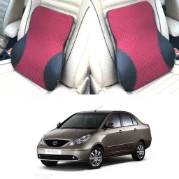 Black, Red Fabric, Leatherite Car Pillow Cushion for Tata-image-92