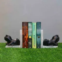 katkaria creations Frog Black Marble Dust Book End-picture-41
