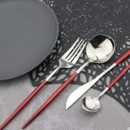 kooshlo Premium Silverware Cutlery Set For Daily Use Mirror Finish 2 Spoons,Fork,Knife Stainless Steel Cutlery Set image 3