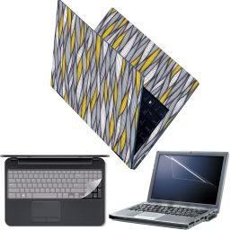Techfit Full Body Laptop Skin with Screen Guard and Key Guard - Wave Pattern Combo Set-7