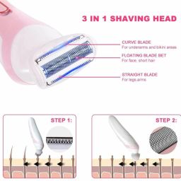 Rawnrich Women Body Hair Remover With 3-Side Blade Head Shaver For Women-image-22