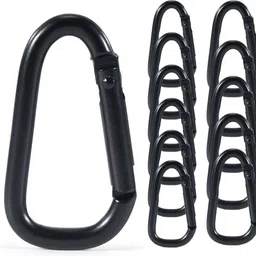 stealodeal Black Aluminum Carabiner Clip Hook Keychain Buckle for Outdoor Locking Carabiner Carabiner-picture-35