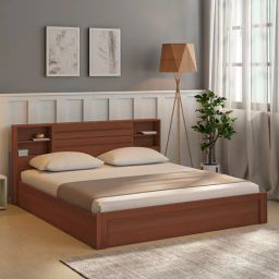 mintwud from pepperfry Kimi Queen Size Bed in Walnut Finish with Box Storage-picture-6