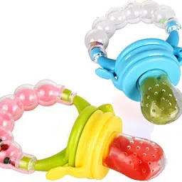 Veggie Feed Nibbler - Fruit Nibbler with Rattle Toy/Feeder Silicone Fruit Nibbler/Silicone Food,Soft Pacifier/Feeder Tongs-4