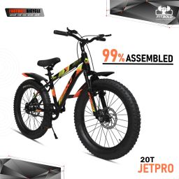 JetPro Fat Bike| Wheel-20x300 | Blk/Or | Age 5-8Years | 99%Fitted |Ready to Ride 20 T (inch) Fat Tyre Cycle-image-47