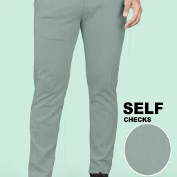 Men Regular Fit Light Green Cotton Blend Trousers-image-76