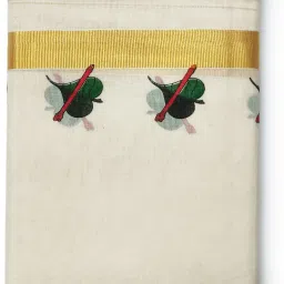 Vairavaa Tex 100% Cotton | 1'Inch Gold Kasavu Border | 4.00'Meter Cream Body | Mural Printed Mundu | Made For People Who Like Kerala Mundu Men Dhoti-image-56